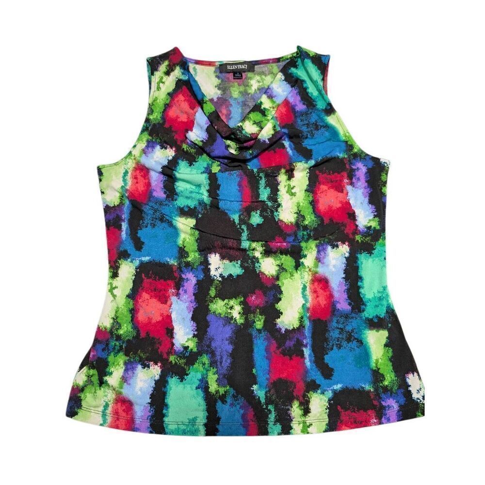 ELLEN TRACY Vibrant Multi-Color Sleeveless Top Women's Size Small